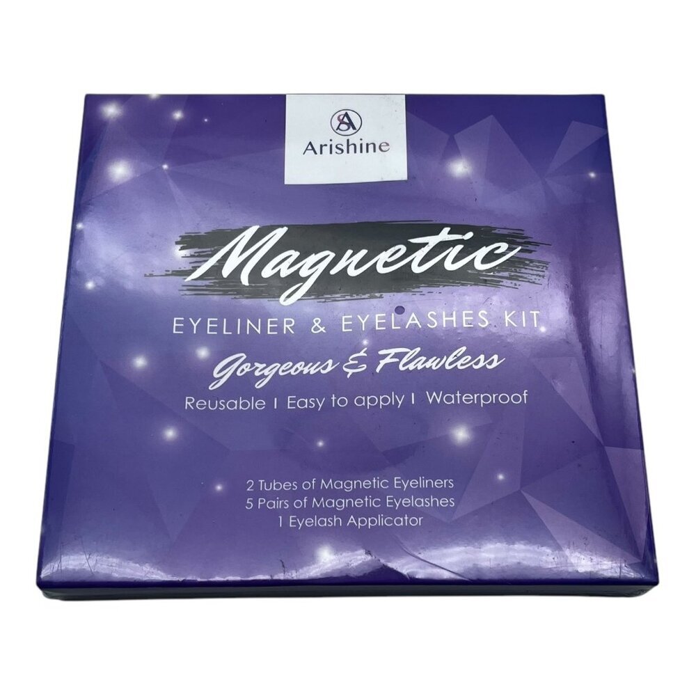 Magnetic Eyeliner & Eyelashes Kit Reusable Waterproof Includes 5 Pairs Magnetic‎